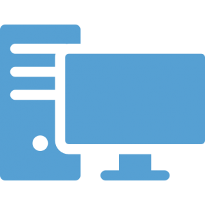 This a Carolina Blue icon of a desktop computer.
