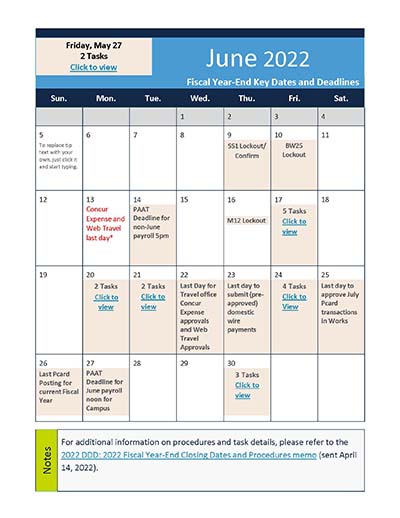June 2020 Fiscal Year End Calendar